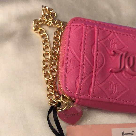 Juicy Couture Juicy Pink Good Times Square Zip Card Case Chain Wrist Strap NWT - Picture 7 of 13